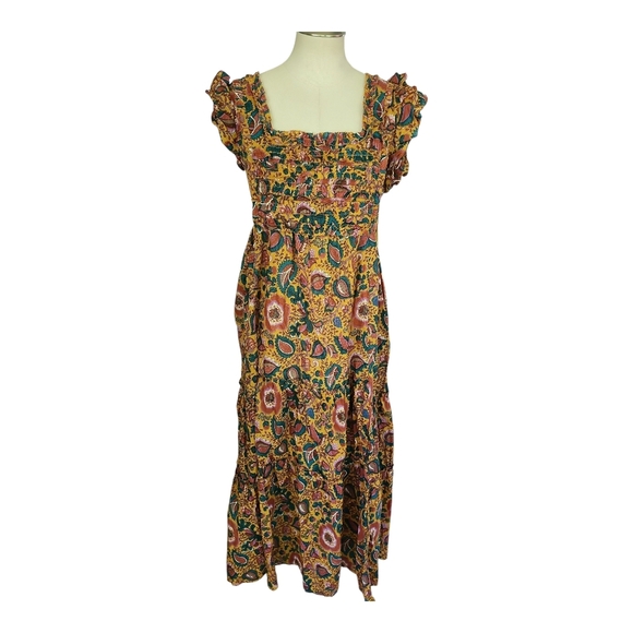 House of Harlow 1960 Floral Midi Dress Size Large Boho Ruffle Hem NWT - Picture 2 of 11